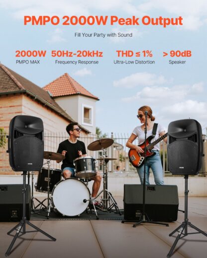 Sistema PA portatile 2000 W con 2 diffusori da 15", mixer e Bluetooth – immagine 2