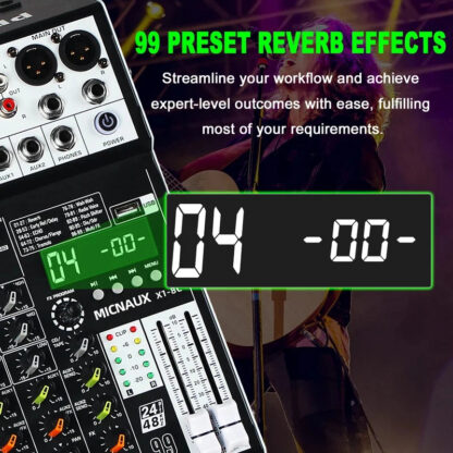 Mixer Audio X1 con 4/6/8/10 Canali e 99 Effetti DSP – immagine 3
