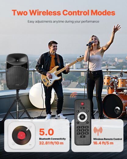 Sistema PA portatile 2000 W con 2 diffusori da 15", mixer e Bluetooth – immagine 3